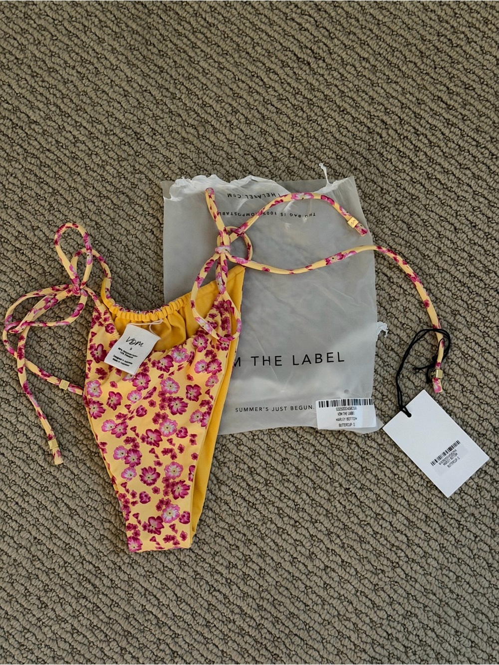 From The Label Yellow Floral Tie-Side Bikini Bottom